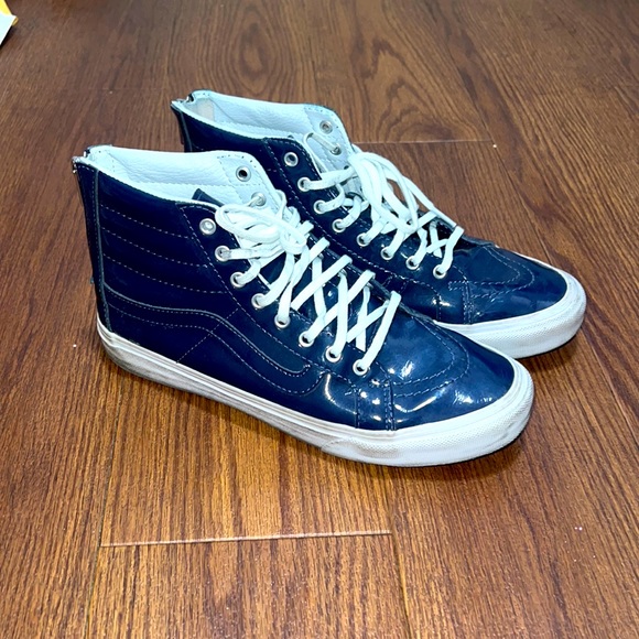 Nave blue patent leather zip up Vans! Sk8-Hi - Picture 1 of 2